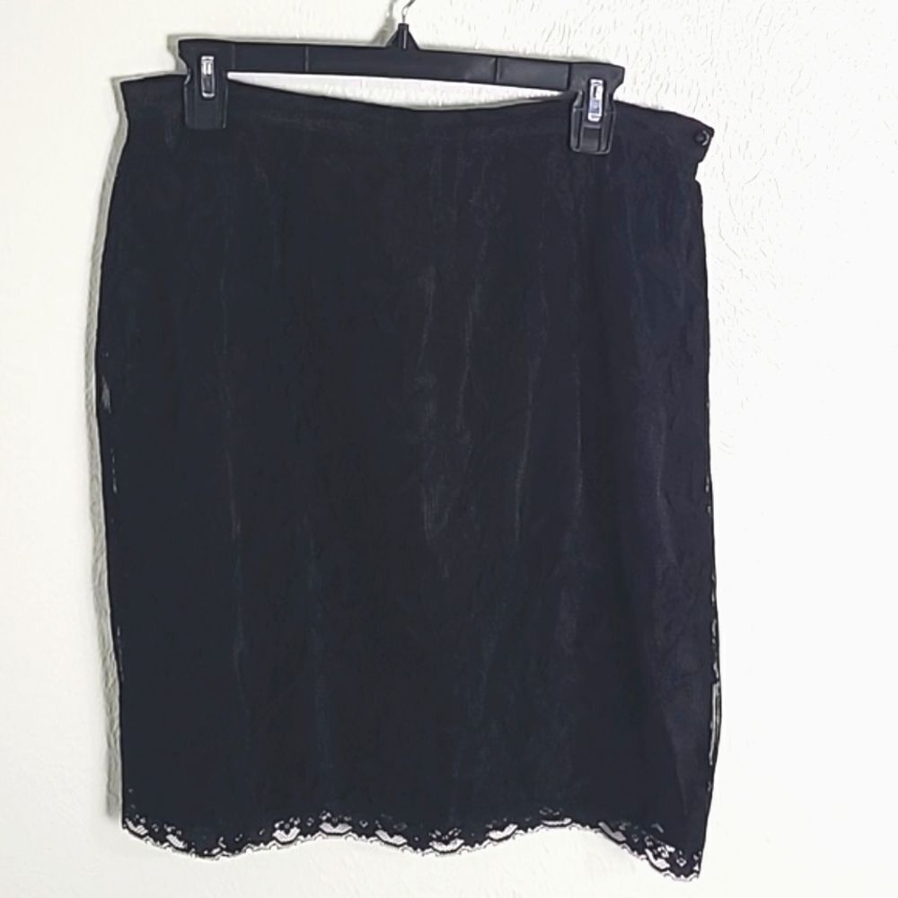 Saint Tropez Wear Black Skirt with Lace Overlay, Size 14